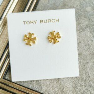 Tory Burch Kira Gold T-Logo Stud Earrings Jewelry